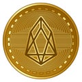 Gold futuristic eos cryptocurrency coin vector illustration Royalty Free Stock Photo