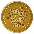 Gold futuristic iota cryptocurrency coin vector illustration