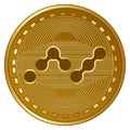 Gold futuristic nano cryptocurrency coin vector illustration