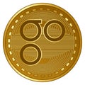 Gold futuristic omisego cryptocurrency coin vector illustration