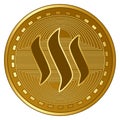 Gold futuristic steem cryptocurrency coin vector illustration