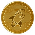 Gold futuristic stellar cryptocurrency coin vector illustration