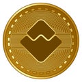 Gold futuristic waves cryptocurrency coin vector illustration