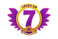 Gold game avatar, round royal purple frame level up.
