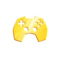 Gold Gamepad Icon. Leisure And Entertainment Logo. Video Game Controller Sign Joystick. Simple Isolated Pictogram