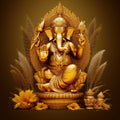 gold ganesha lord gana four hands one hand holds