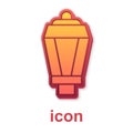 Gold Garden light lamp icon isolated on white background. Solar powered lamp. Lantern. Street lamp. Vector Royalty Free Stock Photo