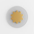 Gold gear icon in flat style. 3d rendering gray round button key, interface ui ux element Royalty Free Stock Photo