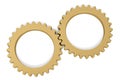 Gold gears on white background. 3D illustration.