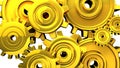 Gold gears on white background. Royalty Free Stock Photo