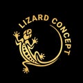 Gold gecko lizard logo graphic design concept.