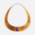 Gold gem stone necklace icon, cartoon style