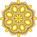 Gold gems mandala decoration for web design Royalty Free Stock Photo
