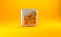 Gold Geological fault icon isolated on yellow background. Structural geology. Silver square button. 3D render