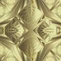 Gold geometric 3d vector seamless pattern. Ornamental golden modern background. Geometrical repeat silk backdrop Royalty Free Stock Photo