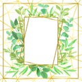 Gold Geometric Frame and Greenery