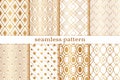 Gold geometric seamless pattern. Golden âbackground. Repeated set abstract texture. Repeating collection geometric patern for de Royalty Free Stock Photo