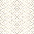 Gold geometric seamless pattern. Repeating fancy background. Abstract golden lattice for design prints. Repeated art deco texture. Royalty Free Stock Photo