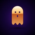 Gold Ghost icon isolated on black background. Vector Royalty Free Stock Photo