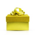 Gold gift box with glitter ribbon