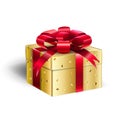 Gold Gift Box Christmas Holiday Royalty Free Stock Photo