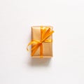 Gold gift box isolated on white background Royalty Free Stock Photo