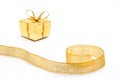 Gold Gift Box With The Ribbon
