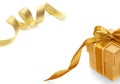 Gold gift box with Shiny gold satin ribbon