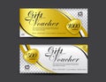 Gold Gift Voucher template, coupon design, Gift certificate Royalty Free Stock Photo