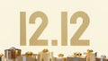 The 12.12 and gold giftboxs for business and holiday concept 3d rendering