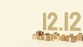 The 12.12 and gold giftboxs for business and holiday concept 3d rendering