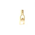 Gold Glass bottle of vodka icon isolated on white background. 3d illustration 3D render Royalty Free Stock Photo