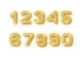 Gold glitter alphabet numbers set with shadow. Vector realistick shining golden font number 1,2,3,4,5,6,7,8,9,0 of