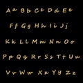 Gold glitter alphabet. Unique glowing vector font. Glowing vector letters. eps 10