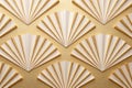 Gold glitter backdrop, beige fans, art deco pattern, design template Royalty Free Stock Photo