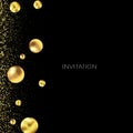 Gold glitter background with sparkle shine light confetti. Vector glittering black background. Golden shimmer texture for luxury Royalty Free Stock Photo