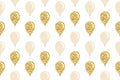 Gold glitter balloons seamless pattern background. For birthday, baby shower design. raster