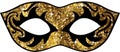 Gold Glitter and Black Eyelashes Mardi Gras Party Mask