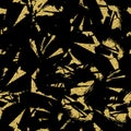 Gold glitter and black tropical seamless pattern