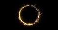 Gold glitter circle trail glittering glister. Shiny golden glittering ring with light sparks and particles trace, glisten Royalty Free Stock Photo