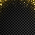 Gold glitter confetti on transparent background. Vector star sparkle rain with glowing shine splatter