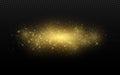 Gold glitter dust. Flying glowing particles. Golden trail. Christmas golden lights. Magical glowing dust. Vector illustration Royalty Free Stock Photo