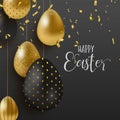 Gold glitter Easter eggs luxury greeting card Royalty Free Stock Photo
