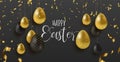 Gold glitter Easter eggs luxury greeting card Royalty Free Stock Photo