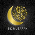 EID Mubarak islamic greeting banner with Arabic calligraphy and moon