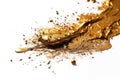 Gold Glitter Eyeshadow Stroke On White Background. Generative AI Royalty Free Stock Photo