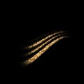 Gold glitter flow abstract lines isolated on black background. Sparkling vector dots wave with space for text for banners, party Royalty Free Stock Photo