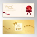 Gold glitter gift voucher, certificate, coupon for festive season