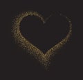 Gold glitter heart frame. Luxury shimmer heart shape border. Royalty Free Stock Photo