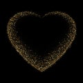 Gold glitter heart frame. Luxury shimmer heart shape border. Royalty Free Stock Photo